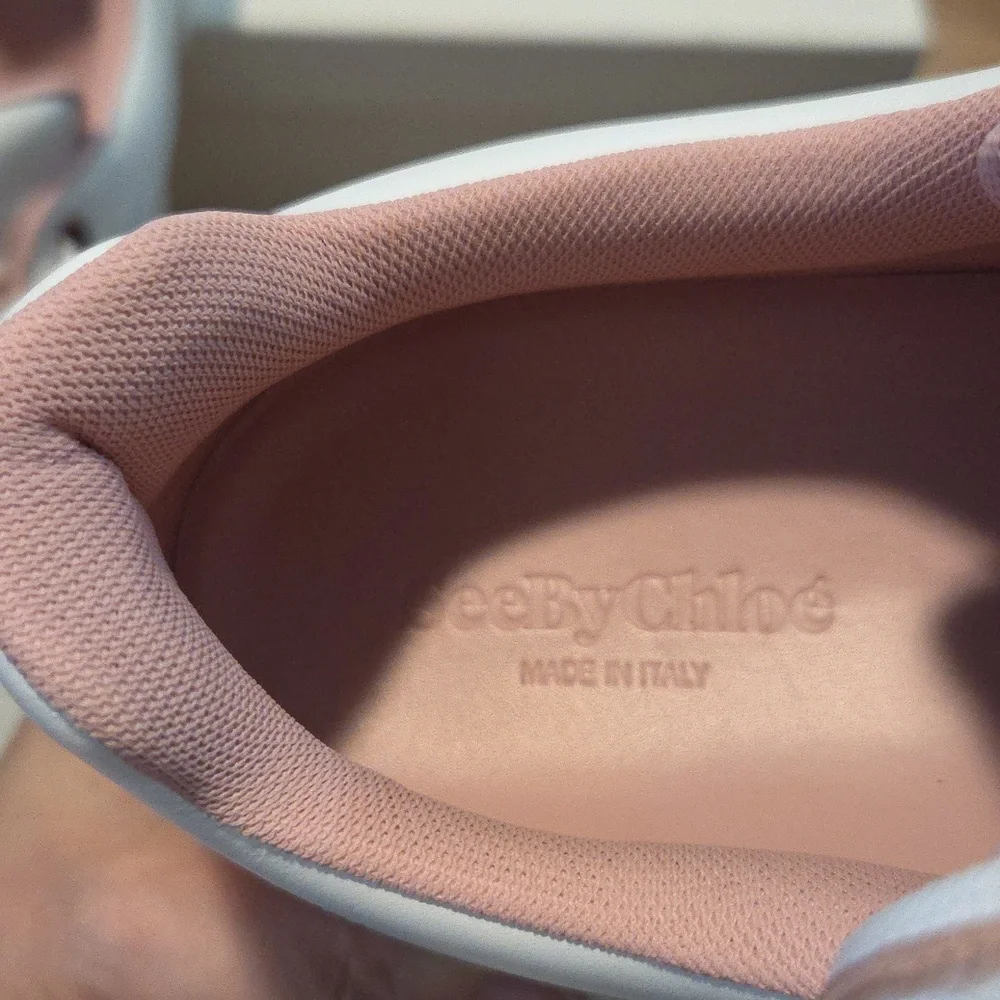 See By Chloe Essie pink/white leather Sneakers Sz 39 - Picture 8 of 14